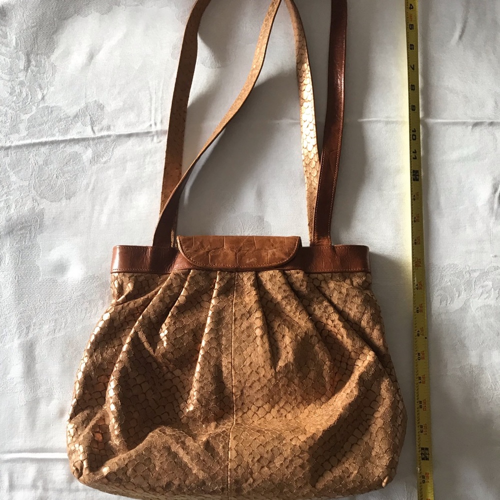 Braccilalini Italian Python Leather/Suede Handbag - image 4